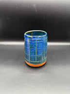 Blue & Green Plaid Ceramic Vase