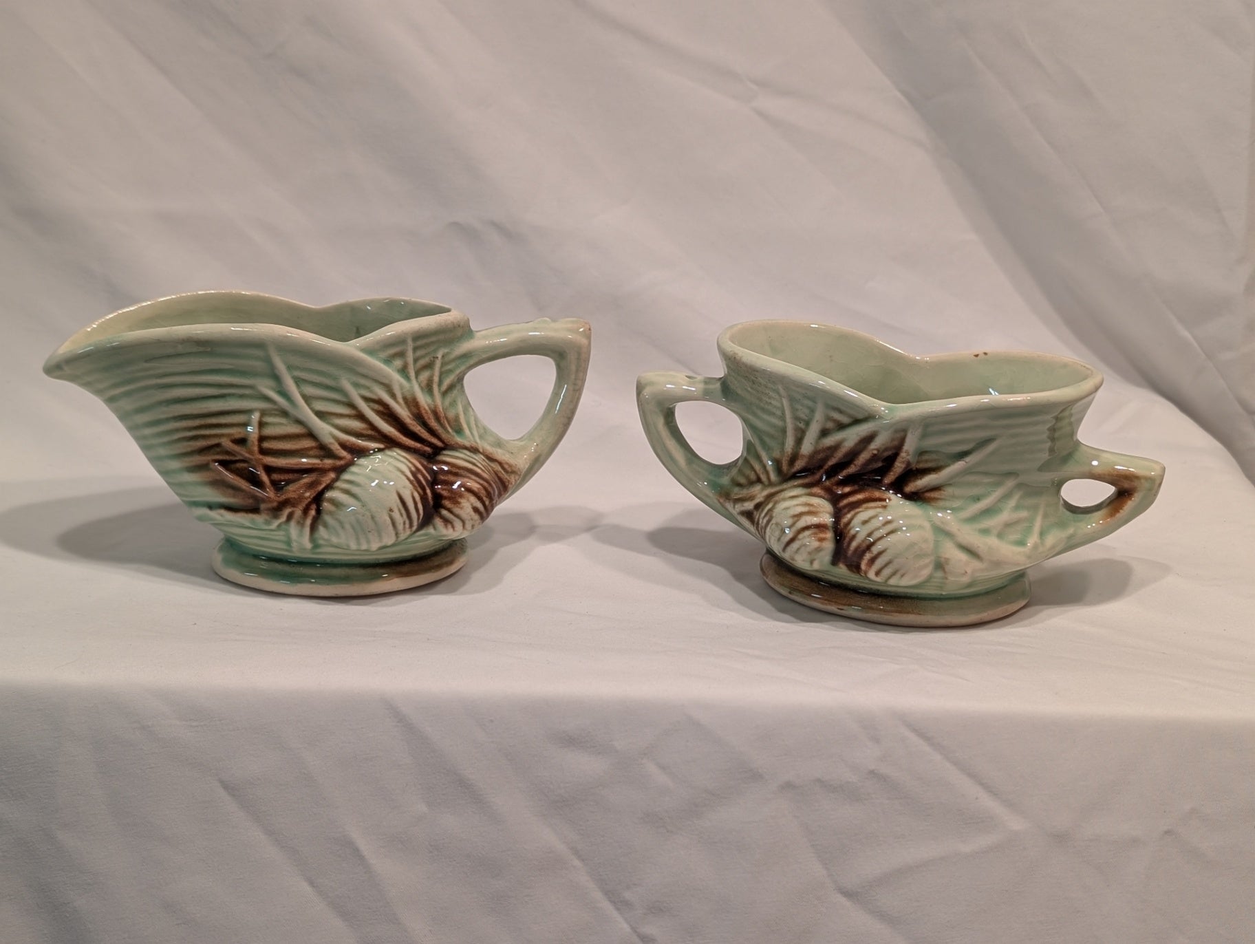 Vtg McCoy Pine cone Creamer Set