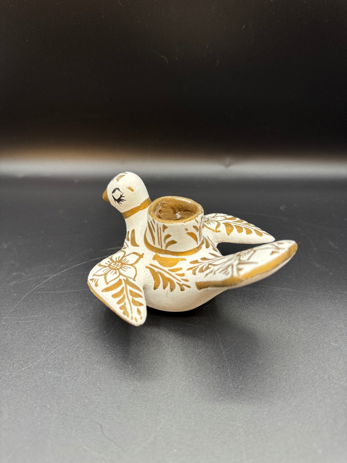 White & Gold Dove Candlestick Holder