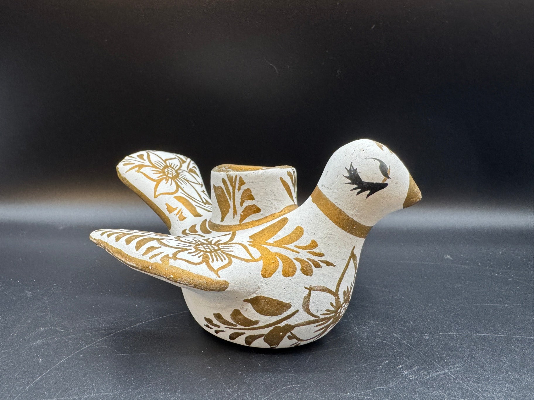 White & Gold Dove Candlestick Holder