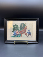 VTG Watercolor on Fabric Framed Artwork