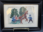 VTG Watercolor on Fabric Framed Artwork