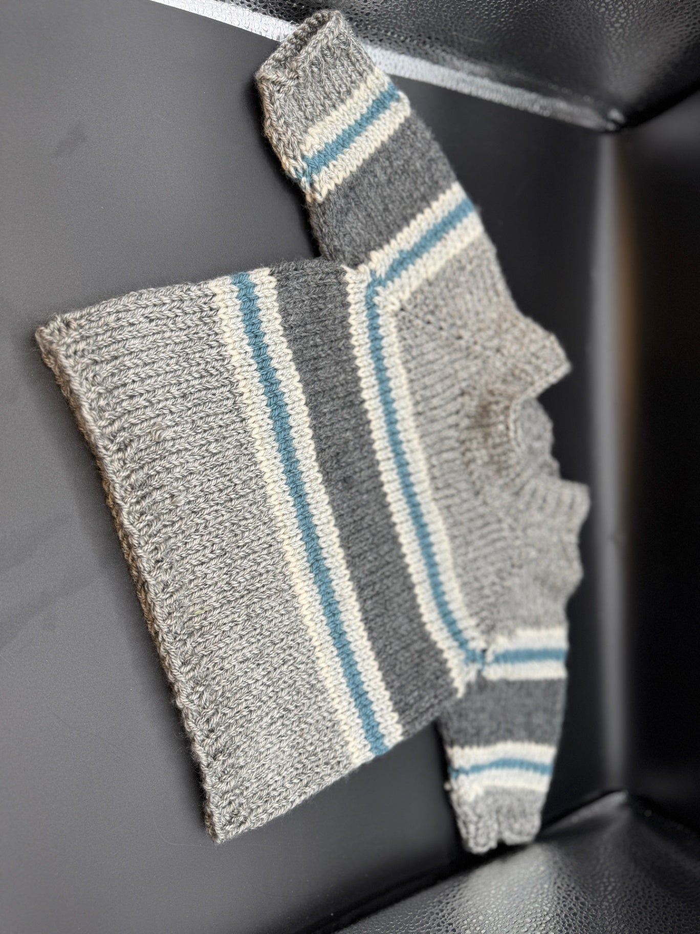 Handmade Gray & Blue Baby Sweater