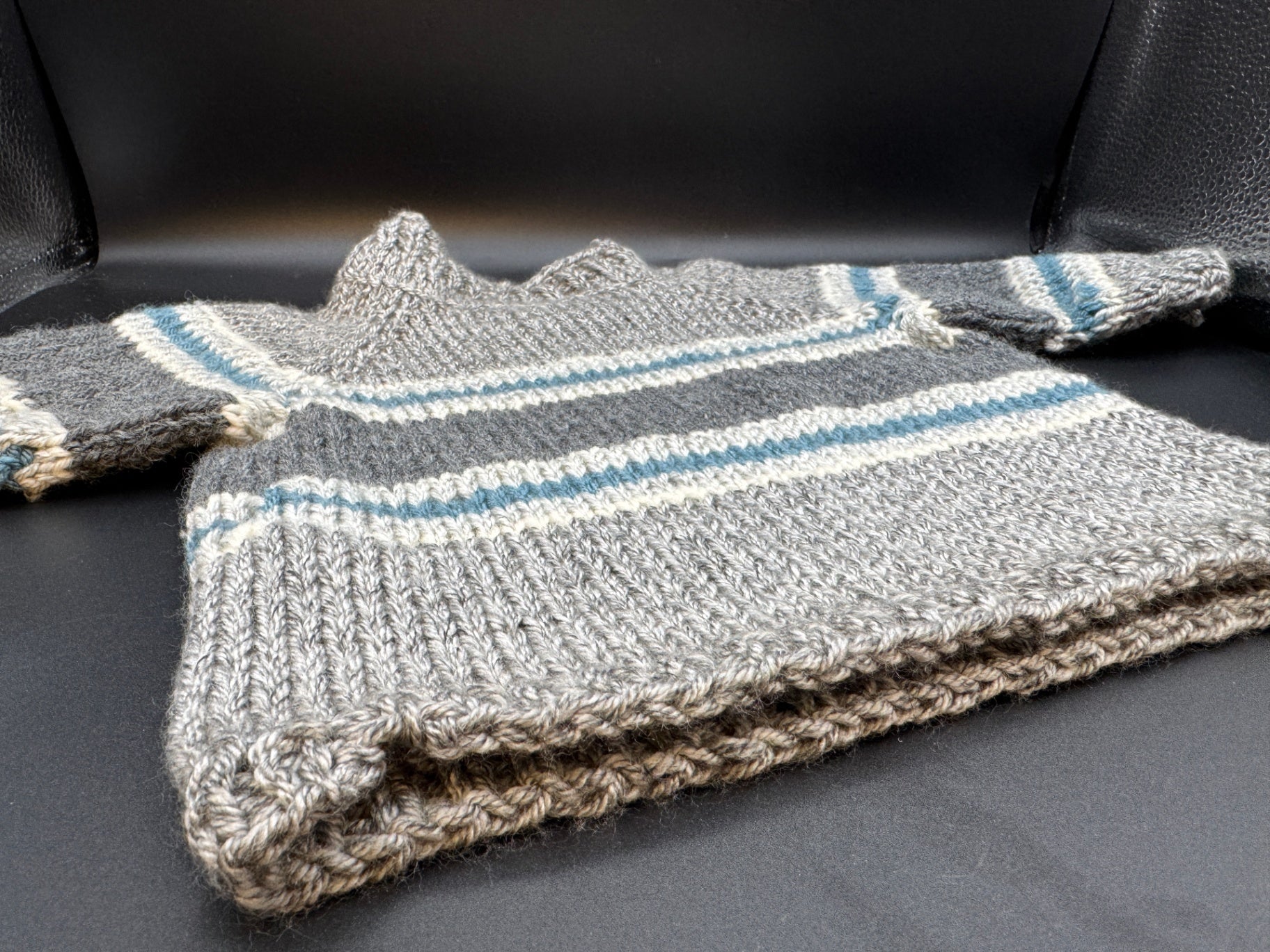Handmade Gray & Blue Baby Sweater