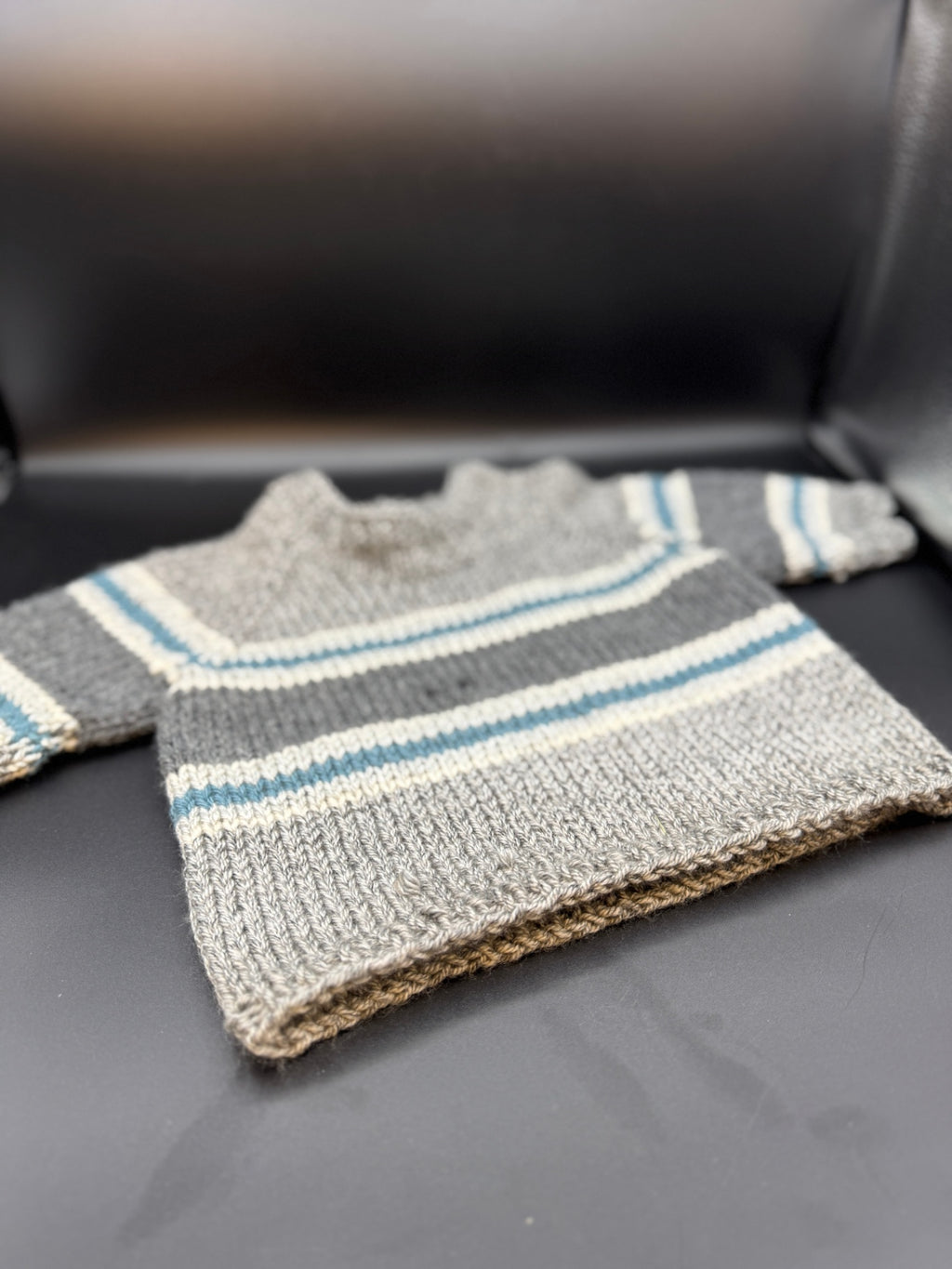 Handmade Gray & Blue Baby Sweater