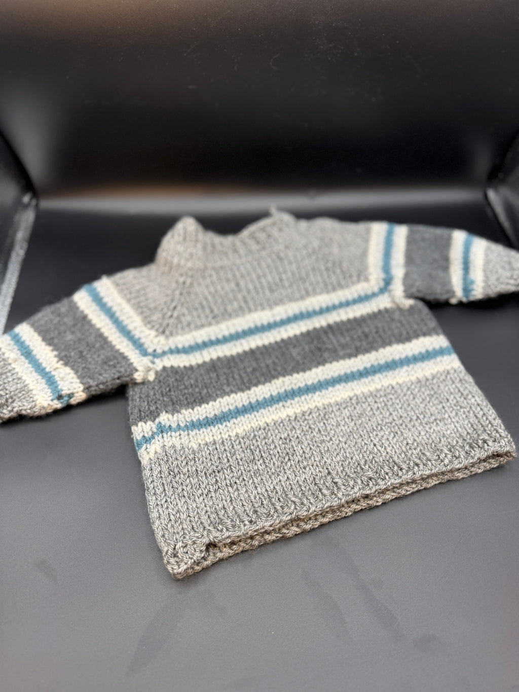 Handmade Gray & Blue Baby Sweater