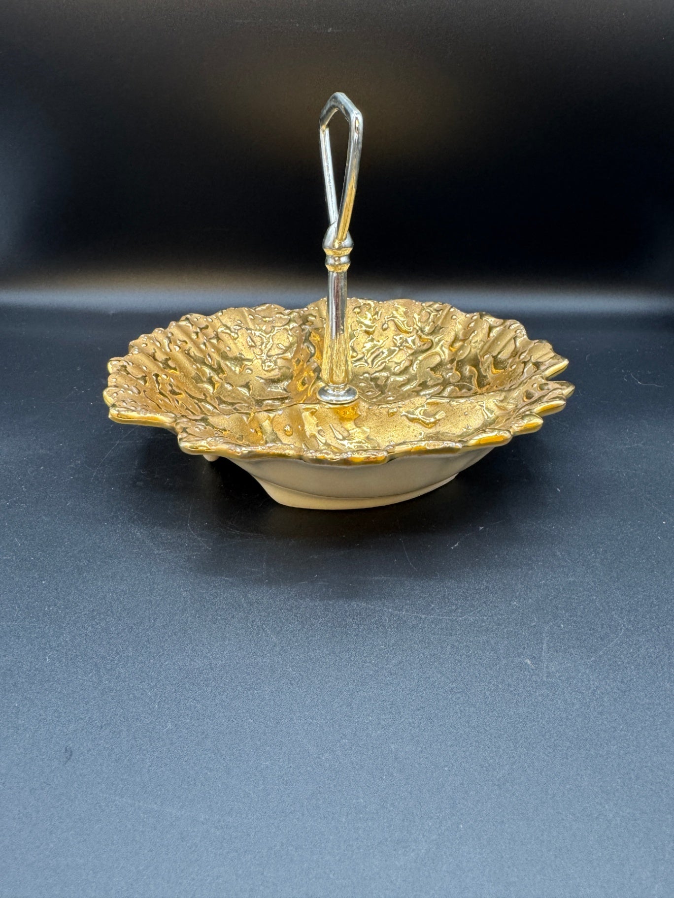 22K Weeping Gold Candy Dish 3 Section