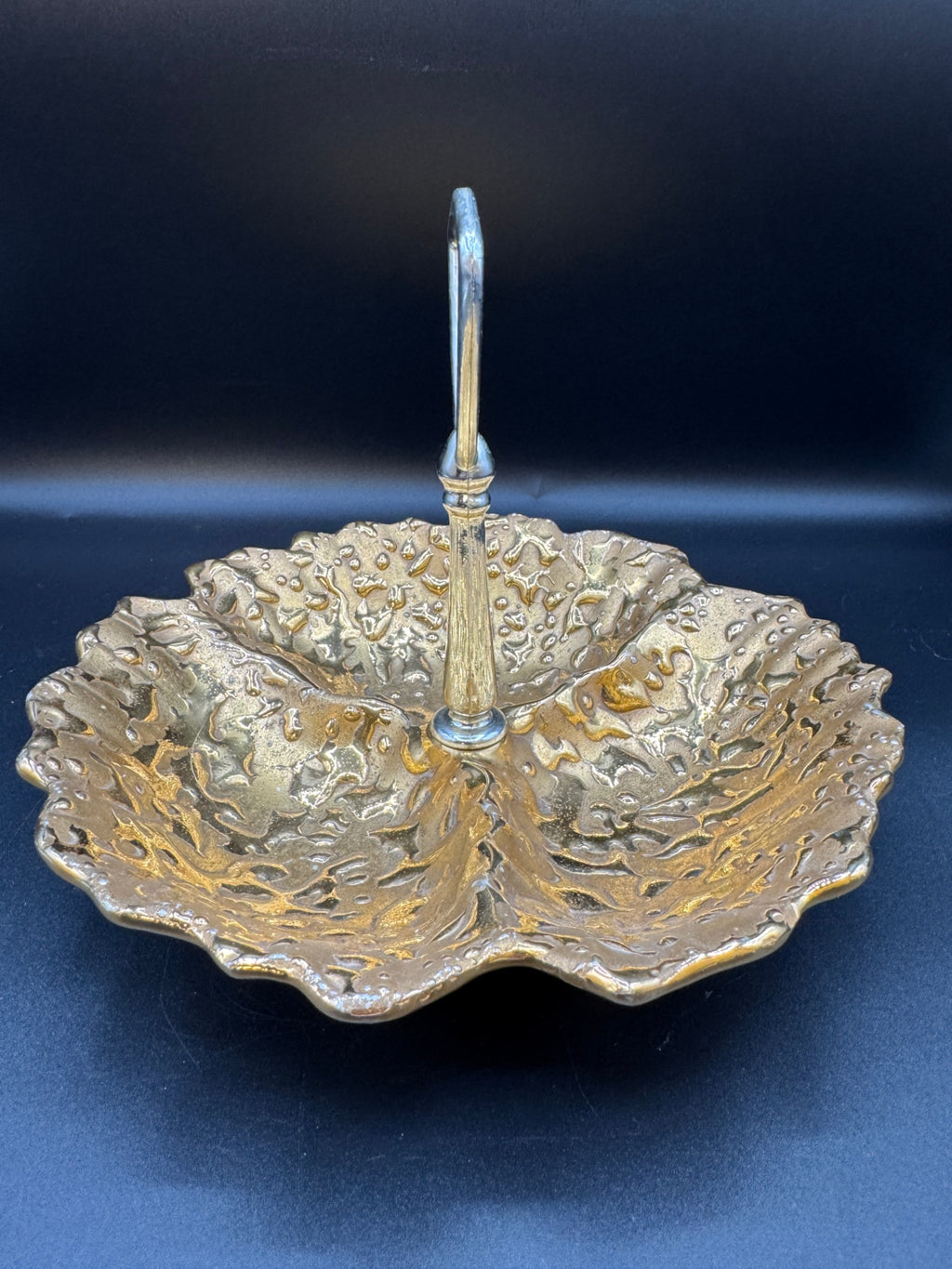 22K Weeping Gold Candy Dish 3 Section