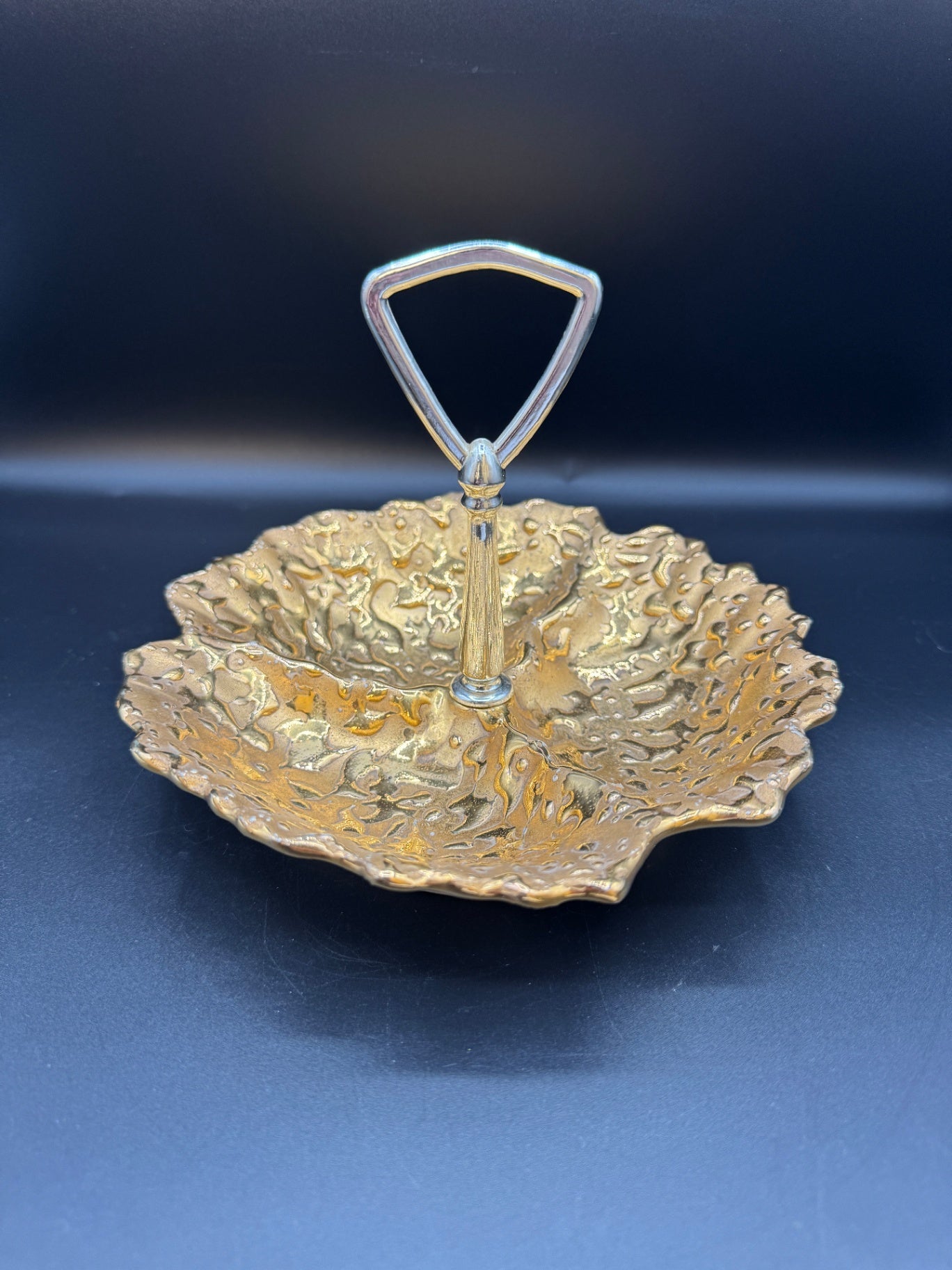 22K Weeping Gold Candy Dish 3 Section