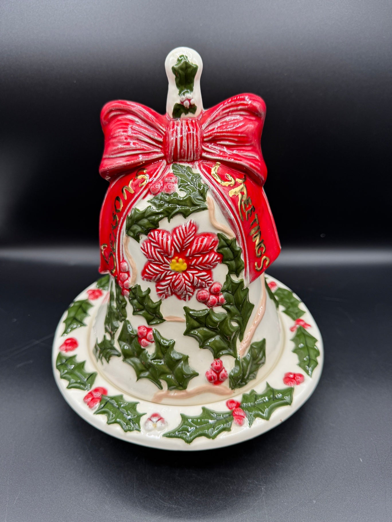 Ceramic Holly Bell & Bowl