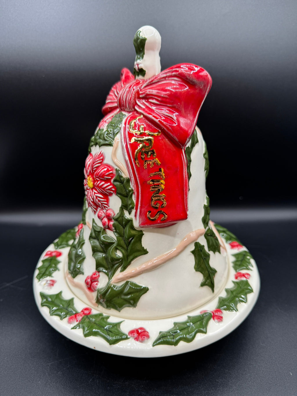 Ceramic Holly Bell & Bowl