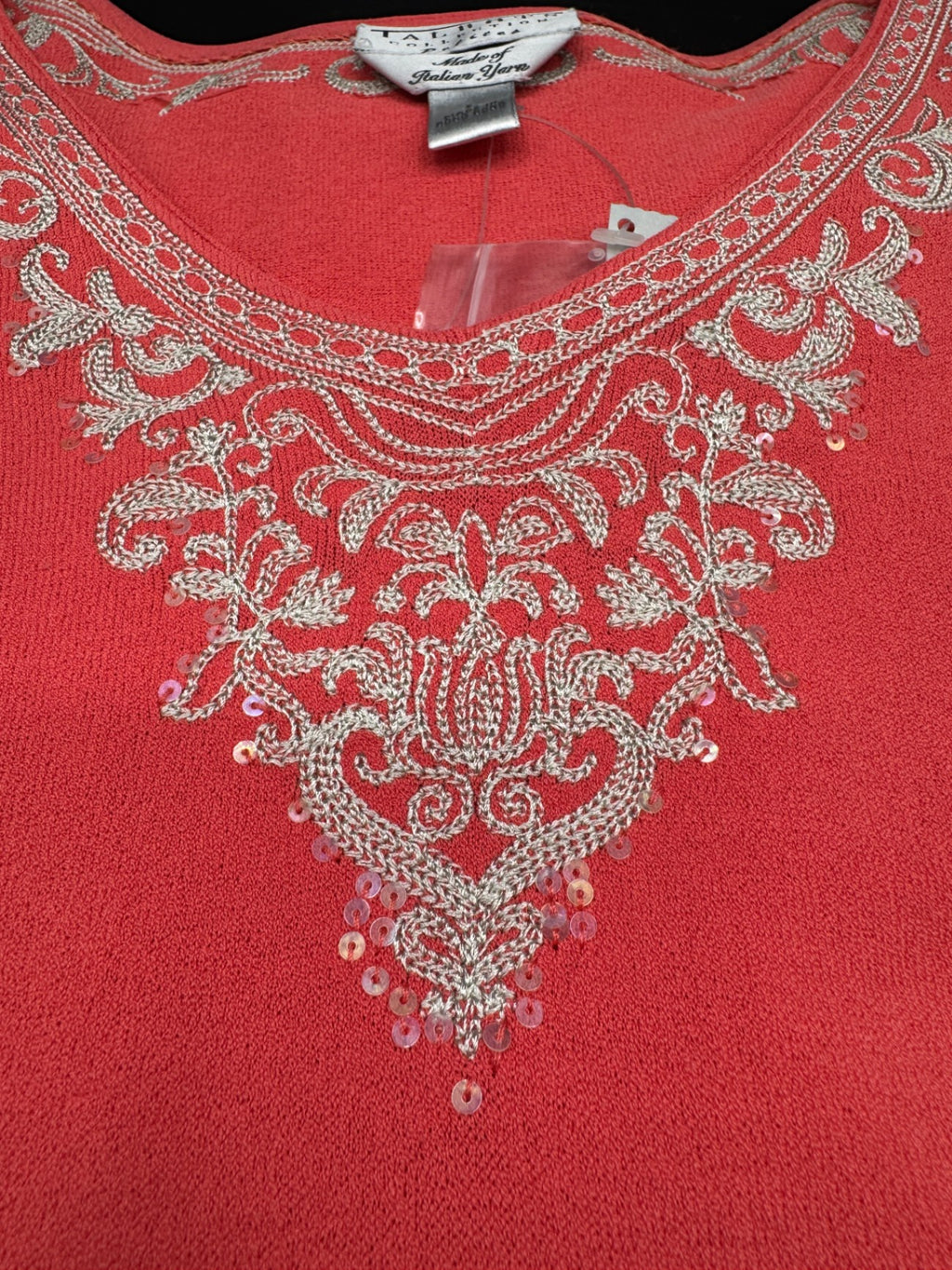Talbots Embroidered Coral Sweater