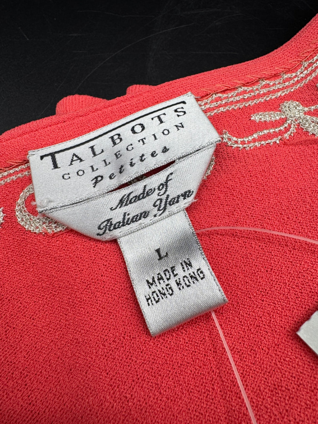Talbots Embroidered Coral Sweater