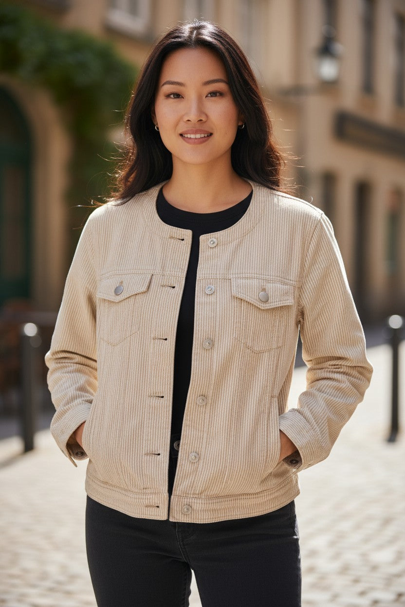 cj banks Tan Striped Jacket