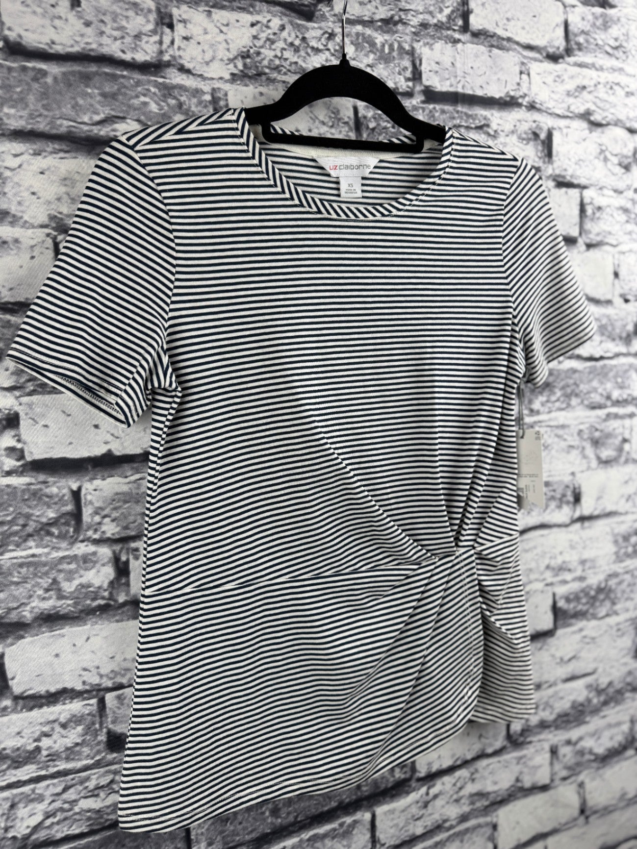 Liz Claiborne Black & White Striped Top