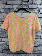 J. Crew Neon Sequin Short Sleeve Top