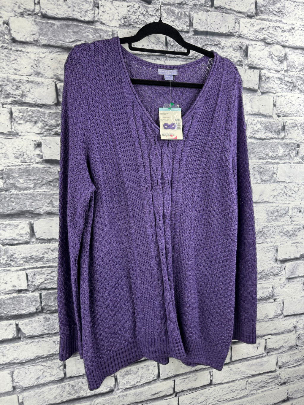 Laura Scott V-Neck Cable Sweater
