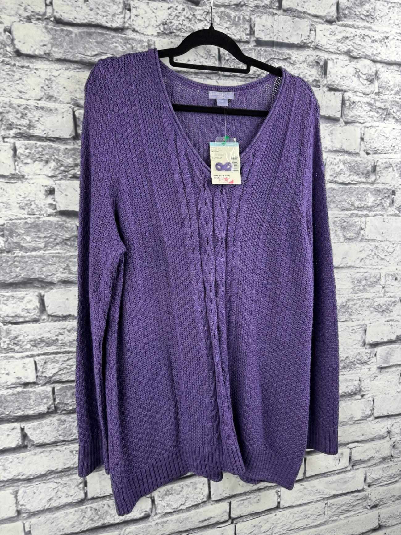 Laura Scott V-Neck Cable Sweater