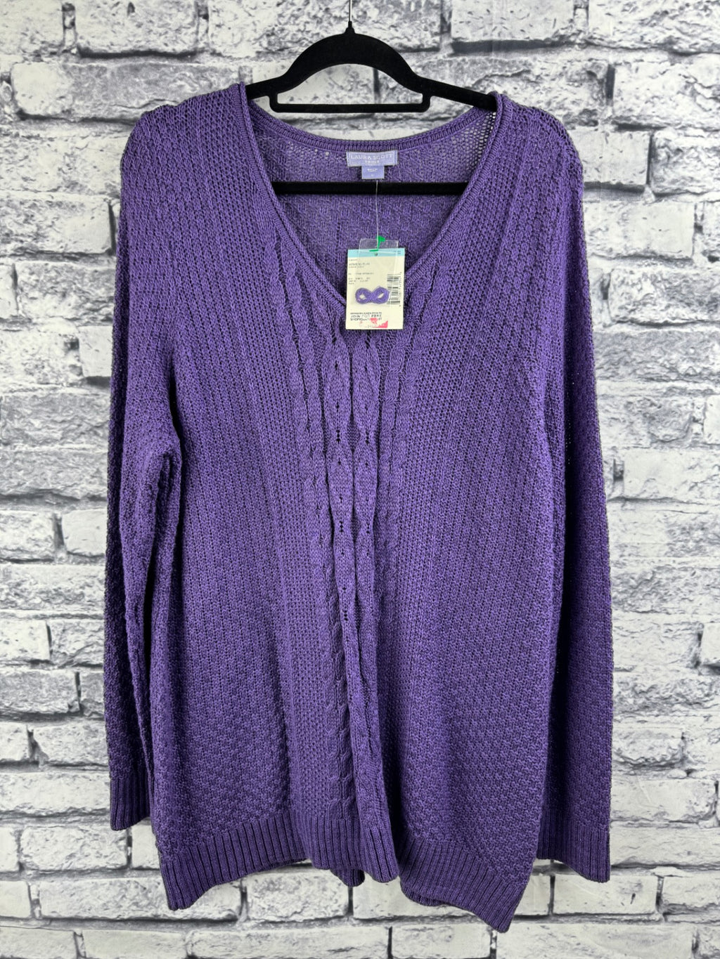 Laura Scott V-Neck Cable Sweater