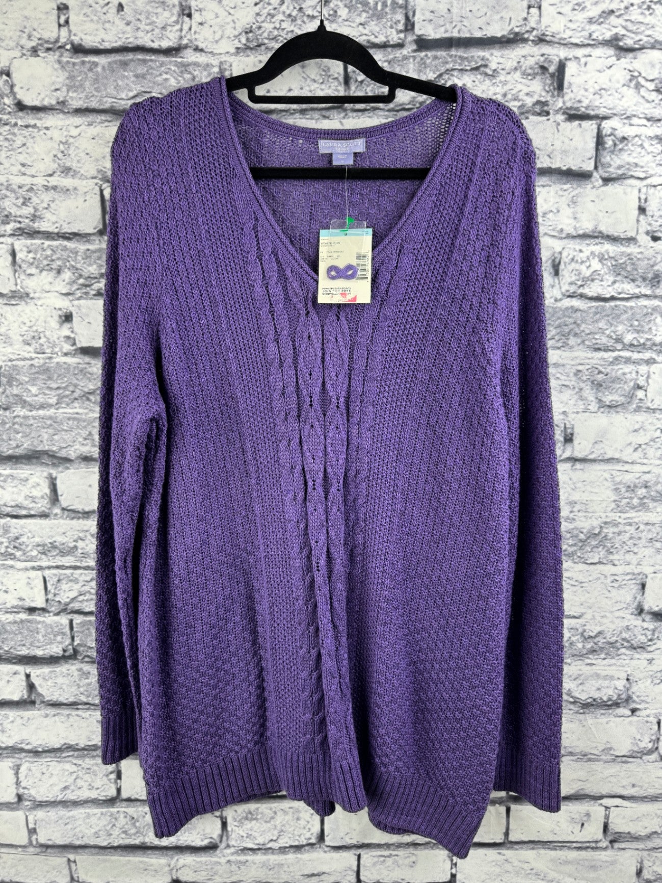 Laura Scott V-Neck Cable Sweater