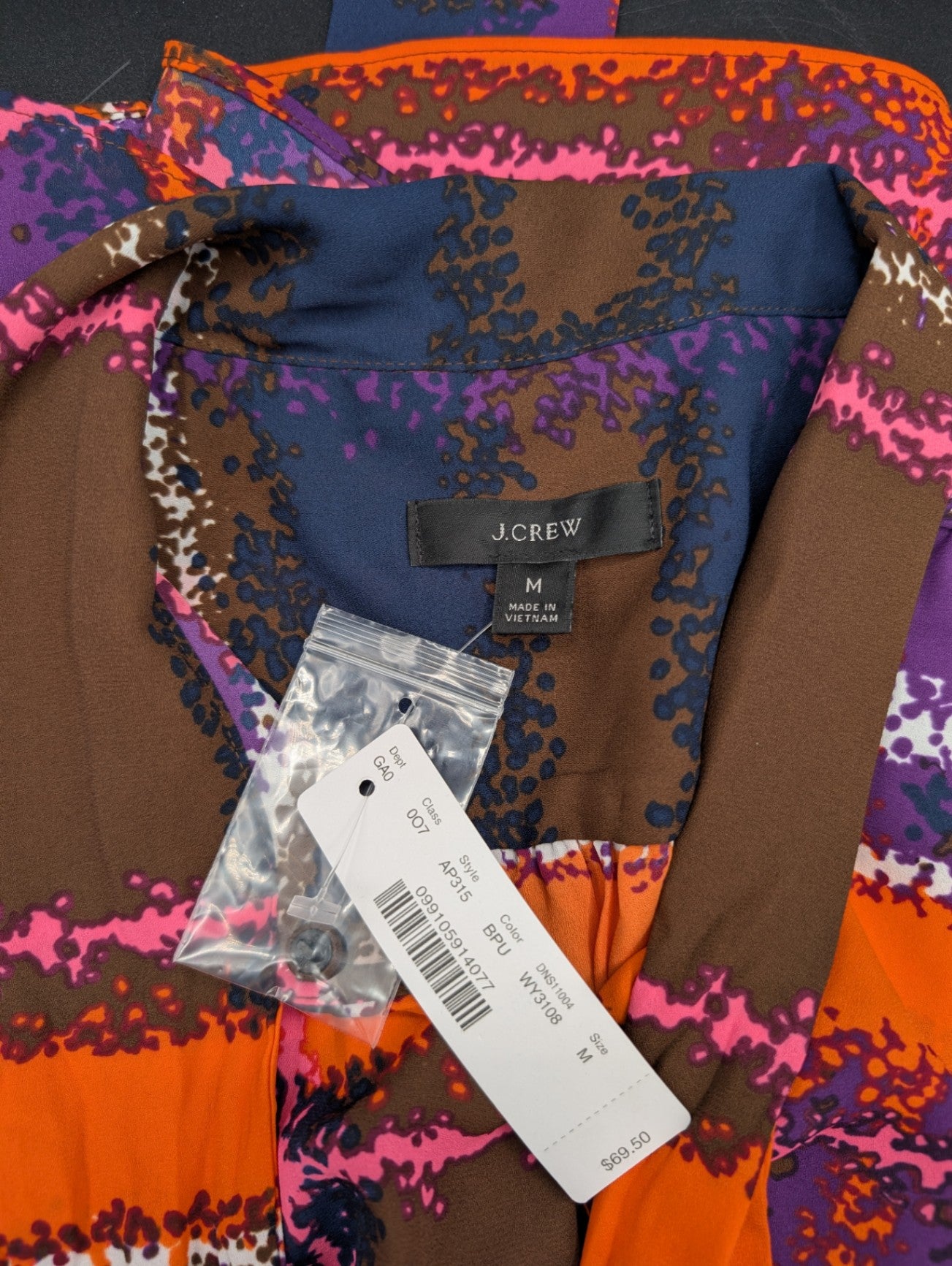 J. Crew Plaid Tie-Neck Blouse