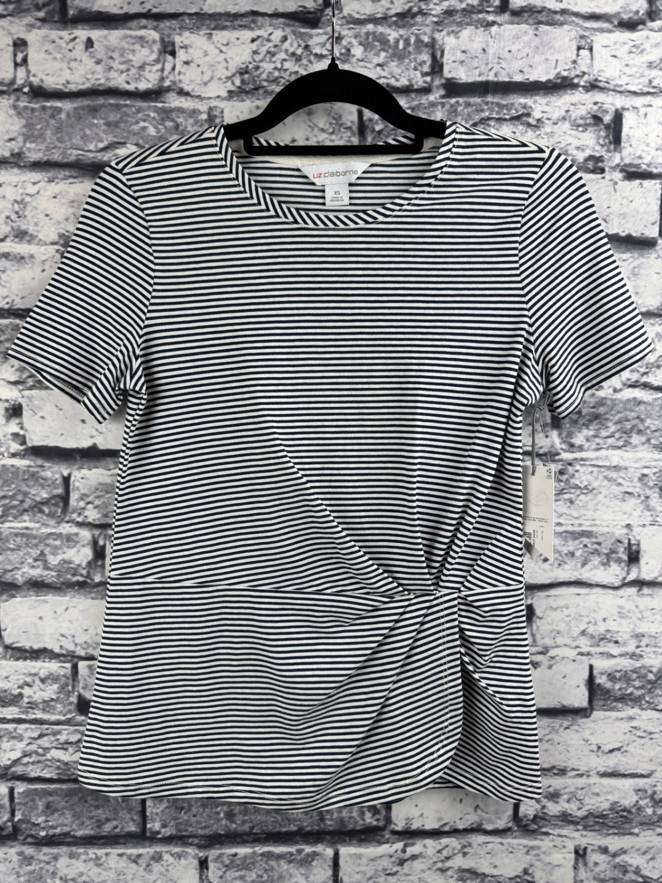 Liz Claiborne Black & White Striped Top