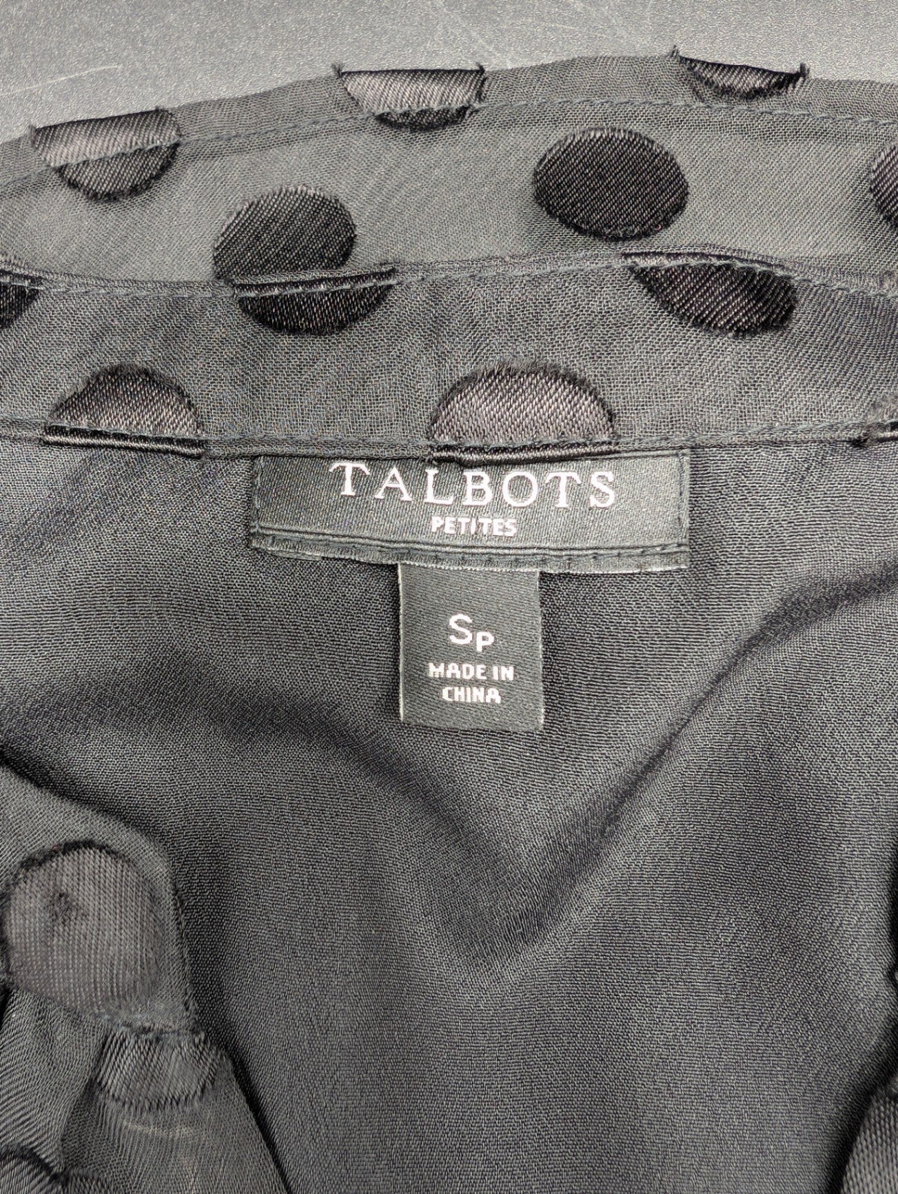 Talbots Black Polka Dot Blouse