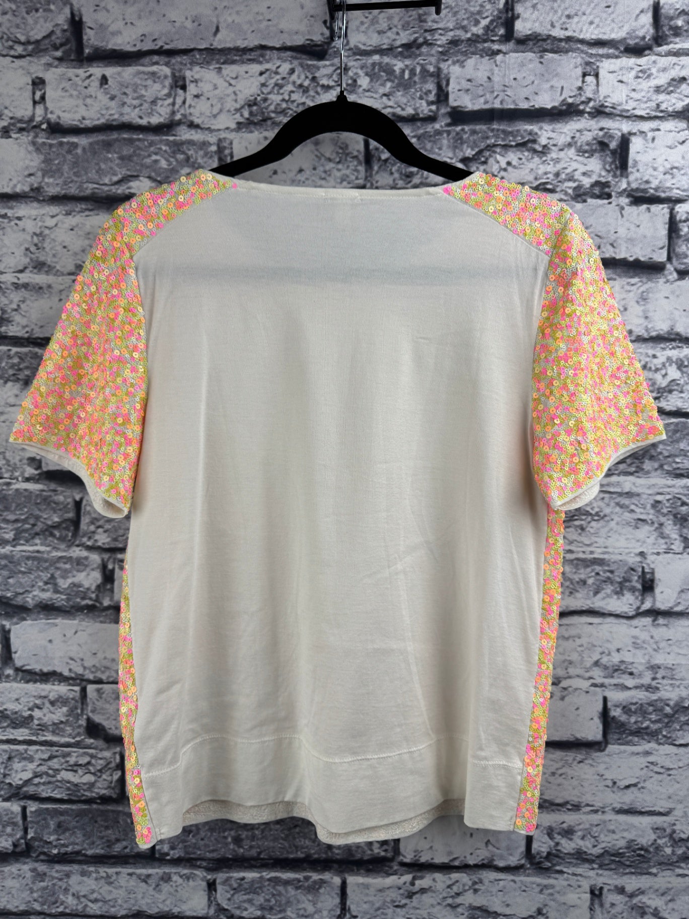 J. Crew Neon Sequin Short Sleeve Top