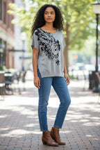 Worthington Gray Floral Sweater