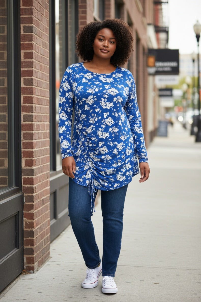 Lane Bryant Blue & White Floral Top
