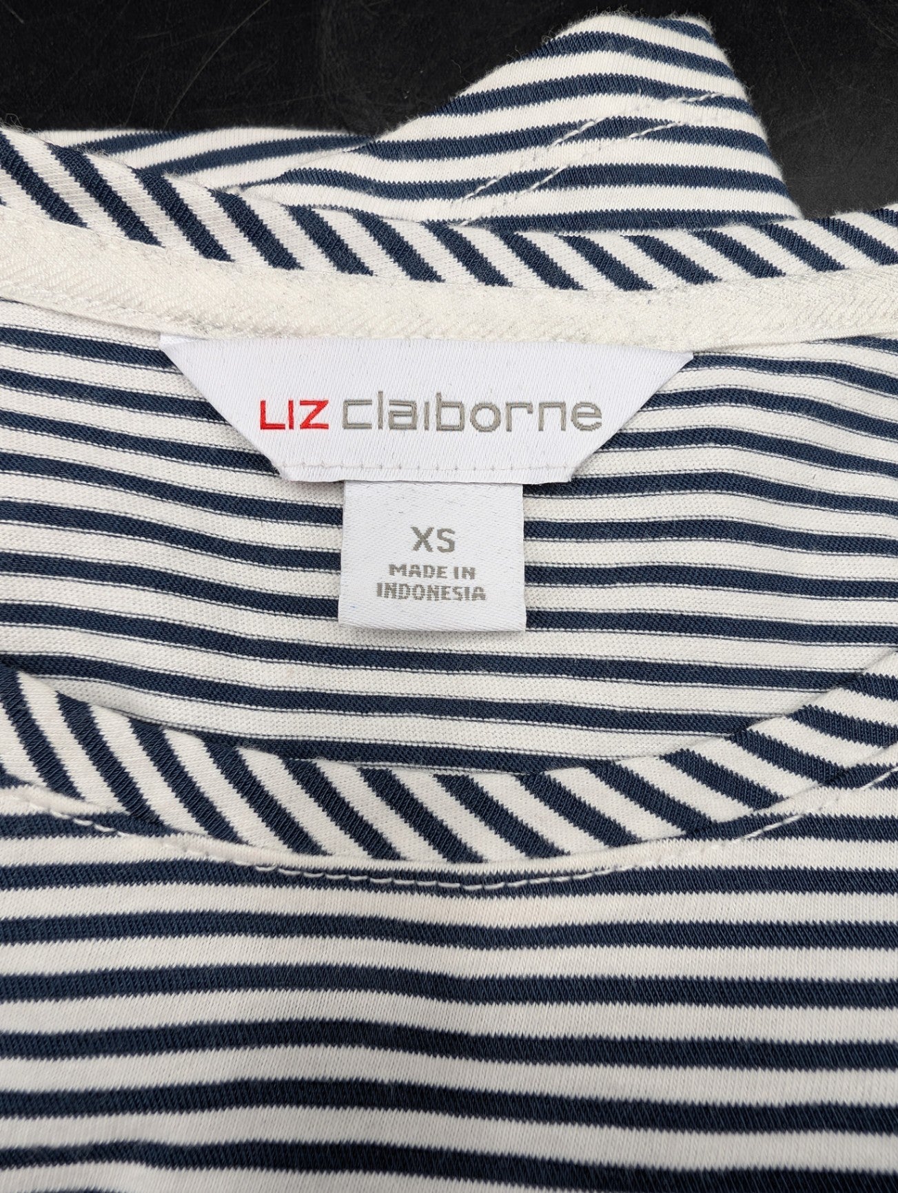 Liz Claiborne Black & White Striped Top