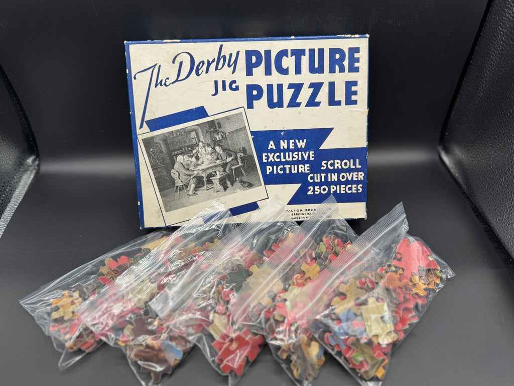 Vintage Derby Jig Picture Puzzle Pieces, Crafting