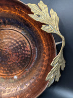 Hammered Copper Bowl w Brass Handles