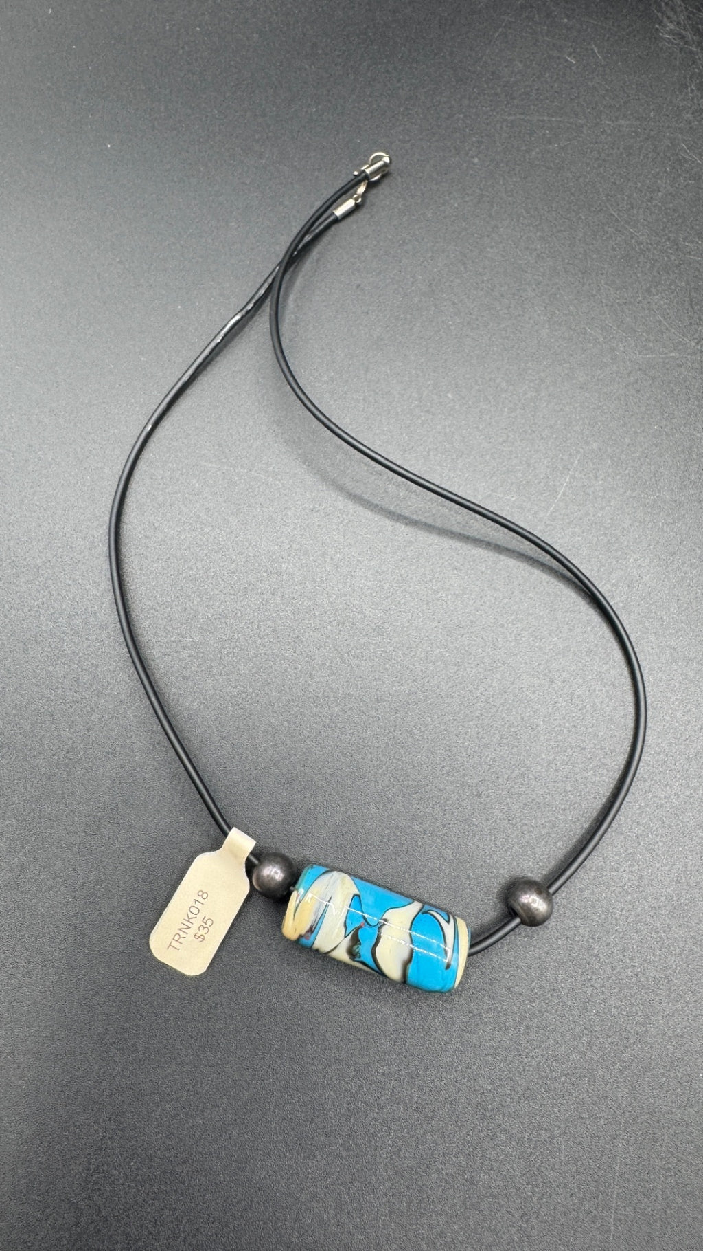 Blue and Ivory Barrel Necklace