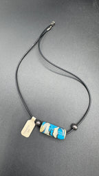 Blue and Ivory Barrel Necklace