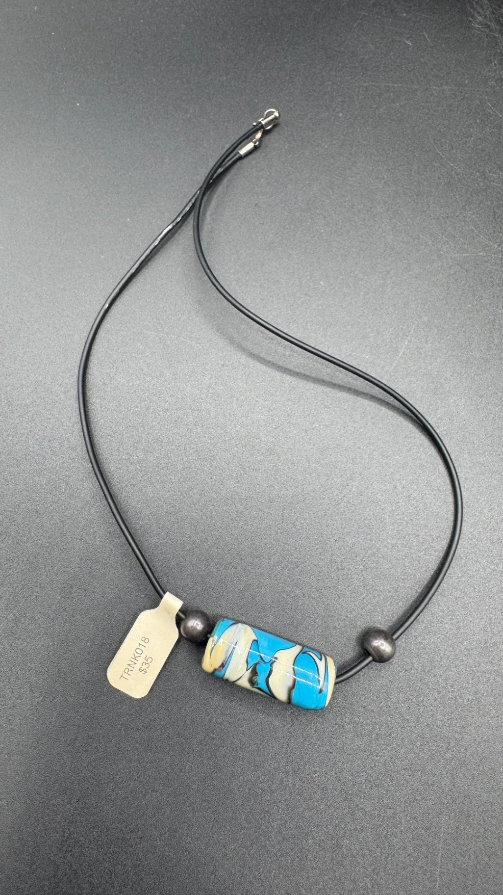 Blue and Ivory Barrel Necklace