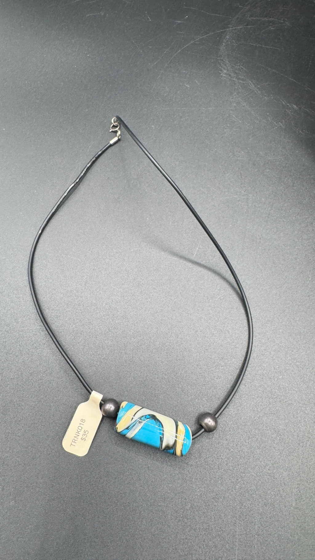 Blue and Ivory Barrel Necklace