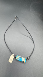 Blue and Ivory Barrel Necklace