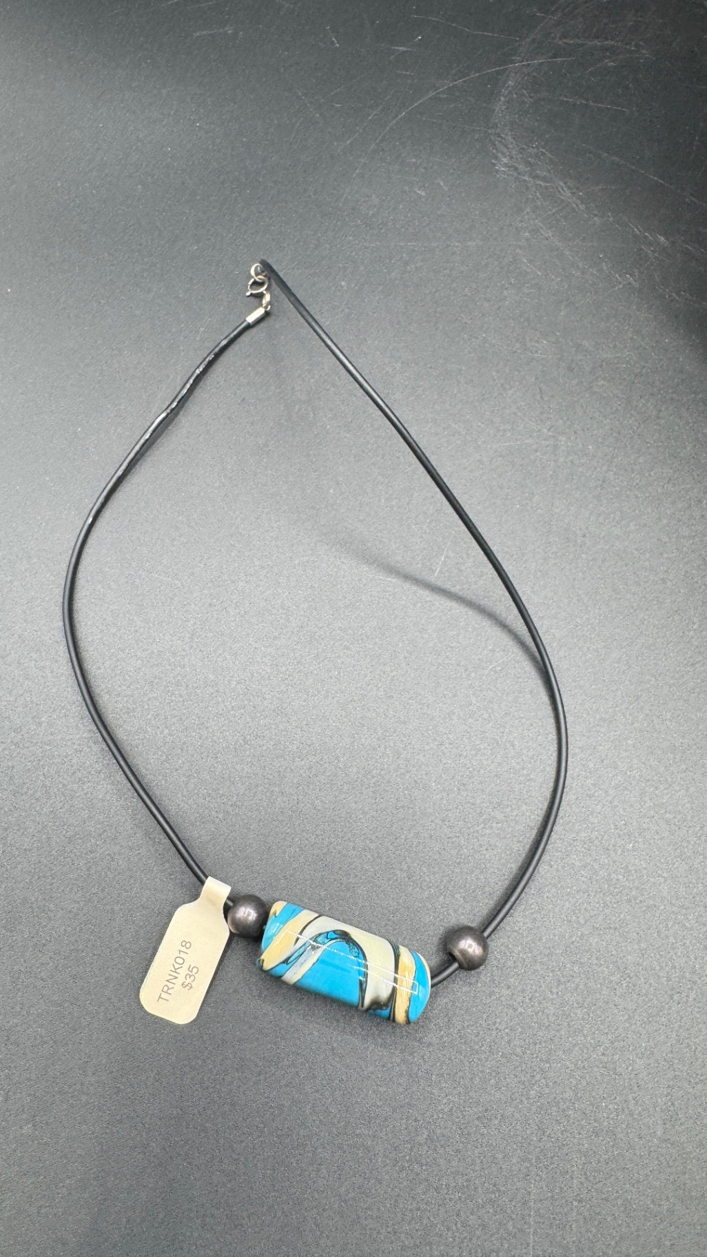 Blue and Ivory Barrel Necklace