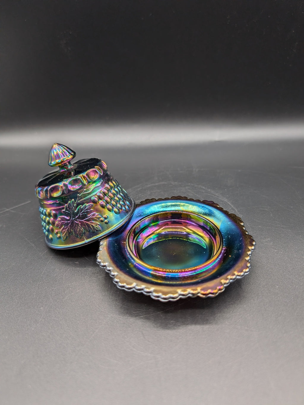 Mini Carnival Glass Butter Dish