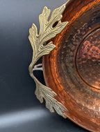 Hammered Copper Bowl w Brass Handles