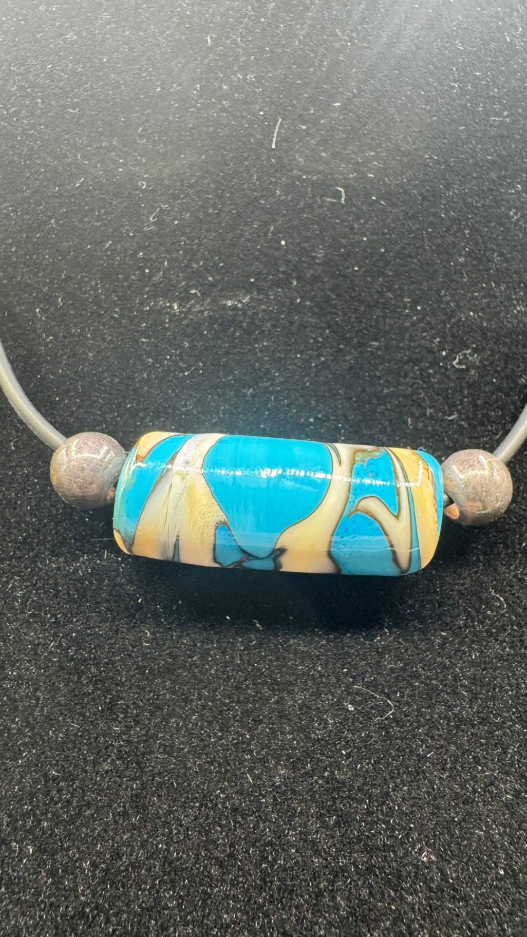 Blue and Ivory Barrel Necklace