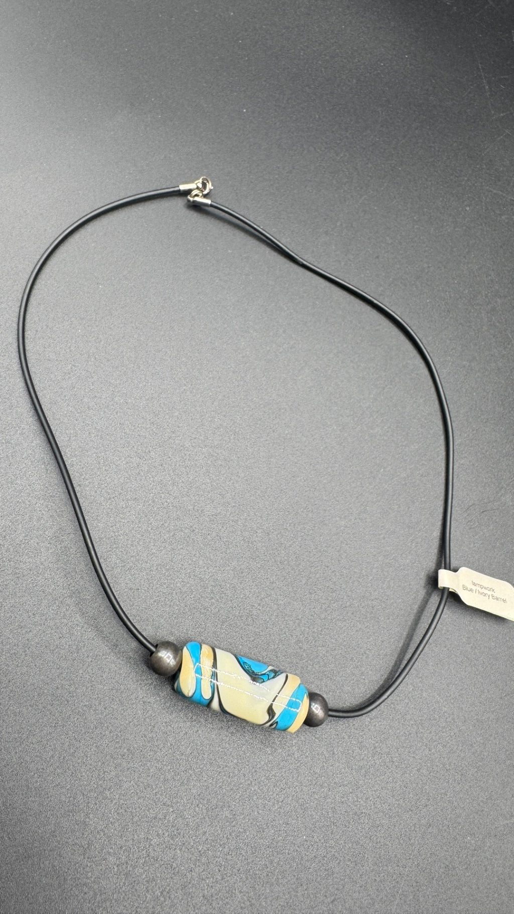 Blue and Ivory Barrel Necklace