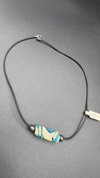Blue and Ivory Barrel Necklace