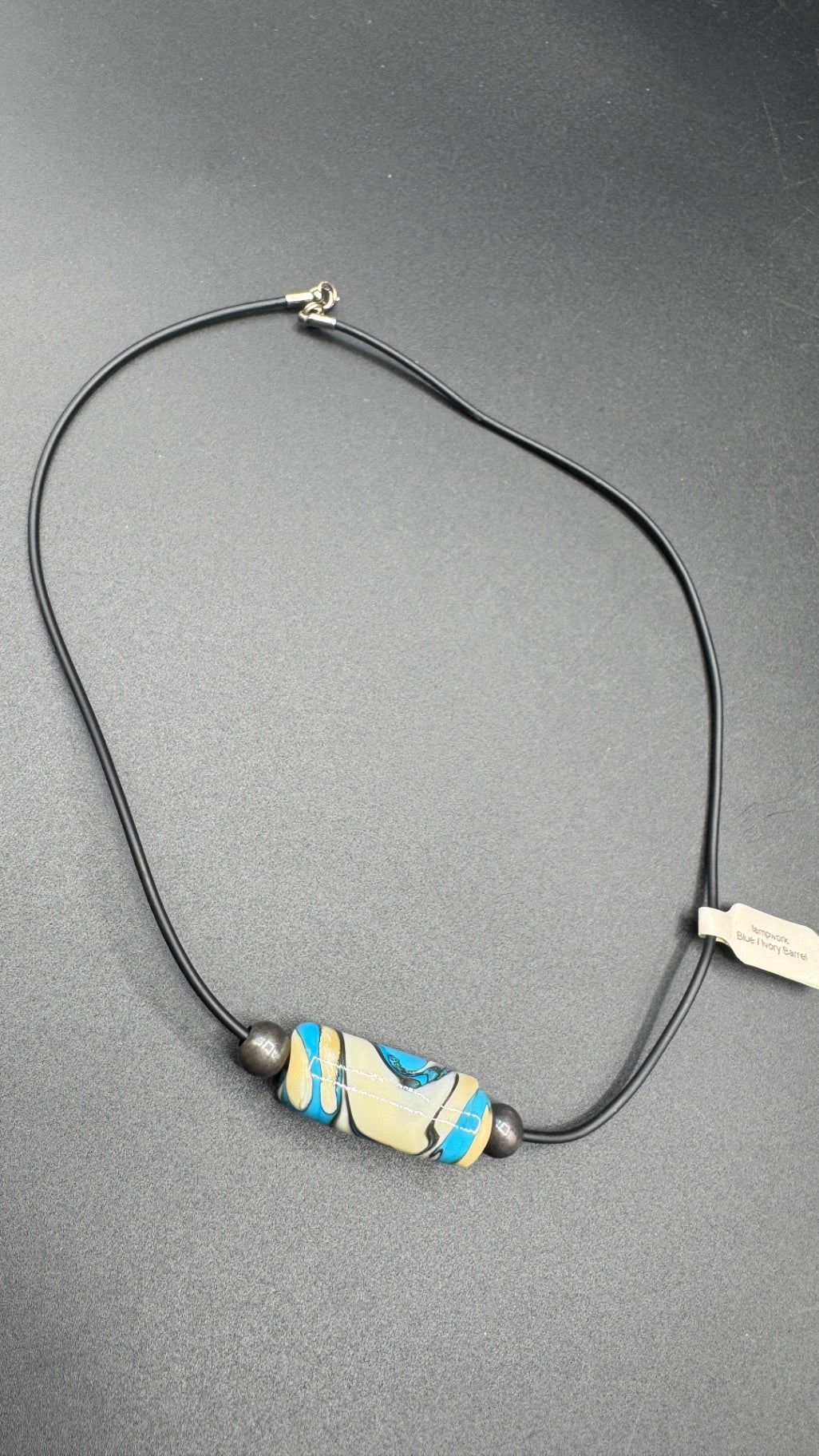 Blue and Ivory Barrel Necklace