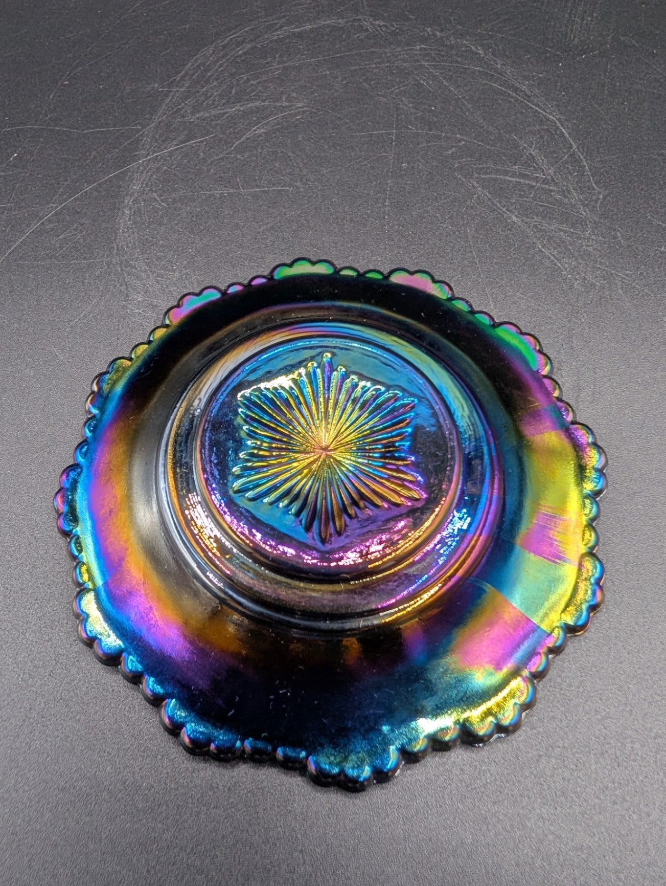Mini Carnival Glass Butter Dish