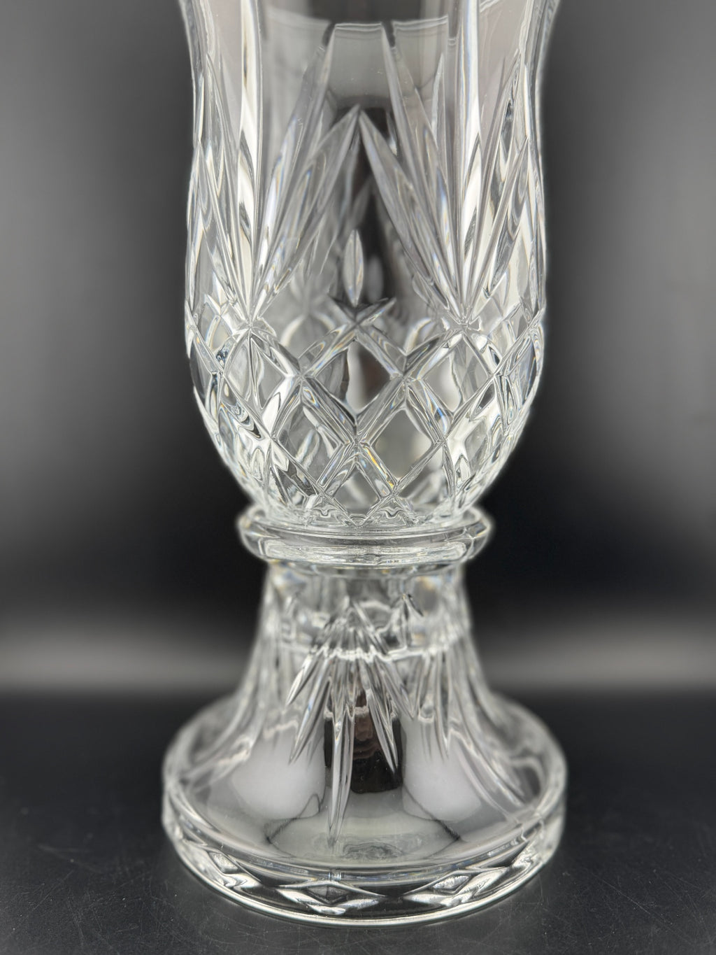 PartyLite "Savannah" pattern 2-piece cut crystal hurricane lamp