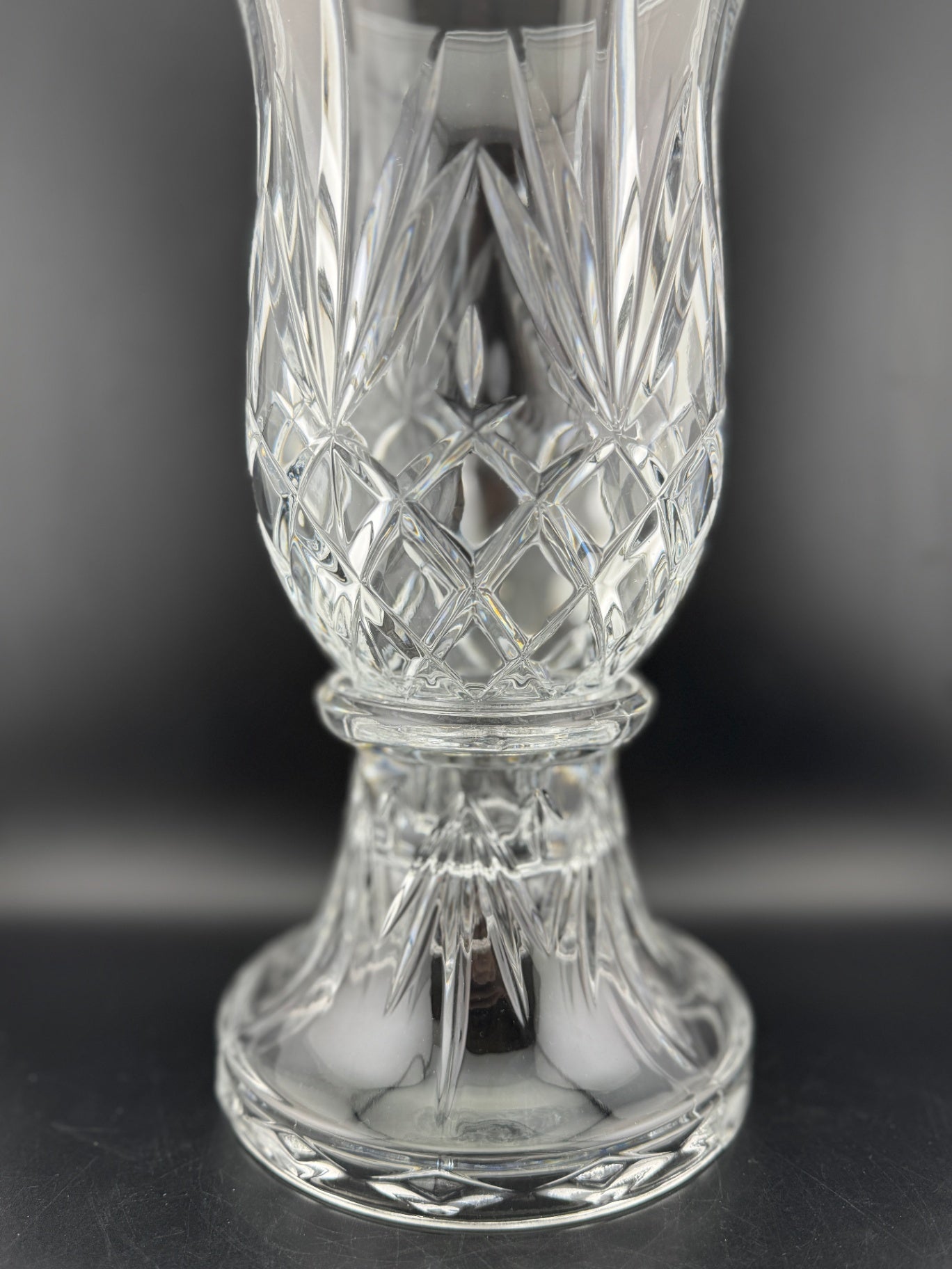 PartyLite "Savannah" pattern 2-piece cut crystal hurricane lamp