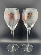  2 Rosenberg Romanian crystal wine glasses