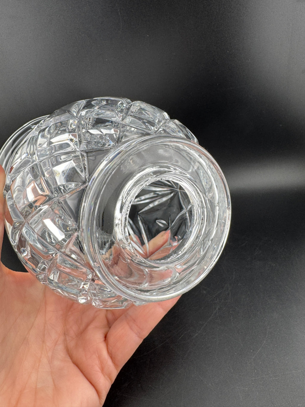 PartyLite "Savannah" pattern 2-piece cut crystal hurricane lamp